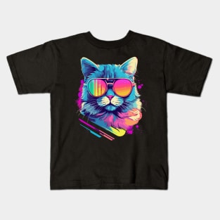 Party Cat in Sunglasses Men Women 80s 90s Retro Funny Cat Kids T-Shirt